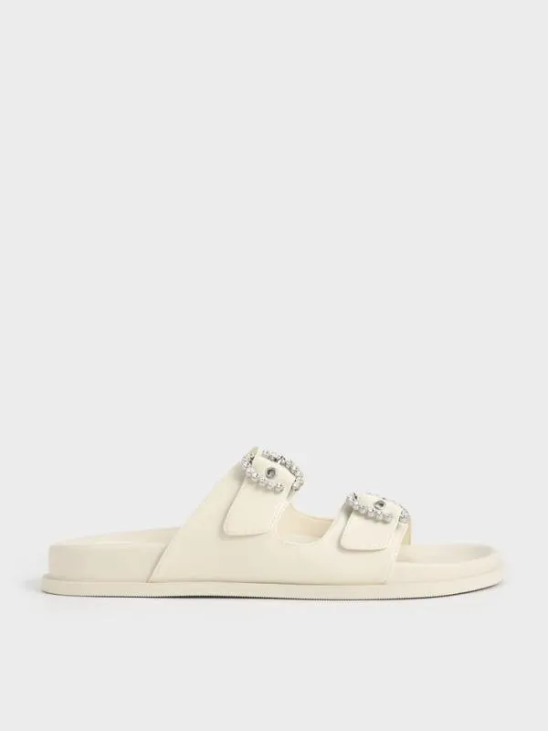 Women Embellished Buckle Sandals 8211 Chalk CHARLES and KEITH Sandals