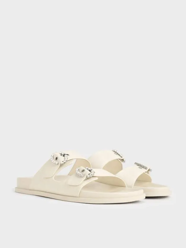 Women Embellished Buckle Sandals 8211 Chalk CHARLES and KEITH Sandals