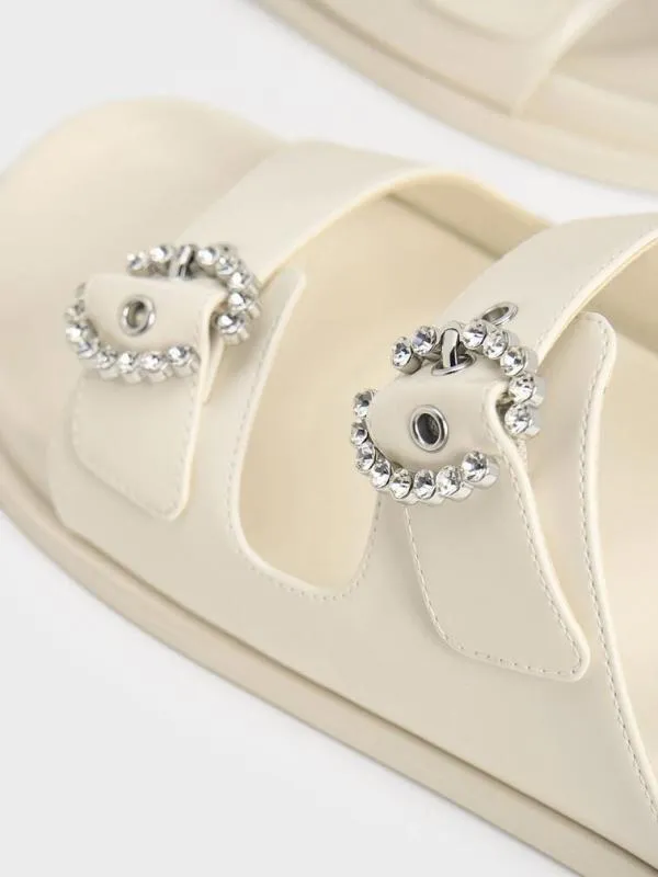 Women Embellished Buckle Sandals 8211 Chalk CHARLES and KEITH Sandals