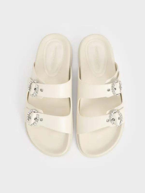 Women Embellished Buckle Sandals 8211 Chalk CHARLES and KEITH Sandals