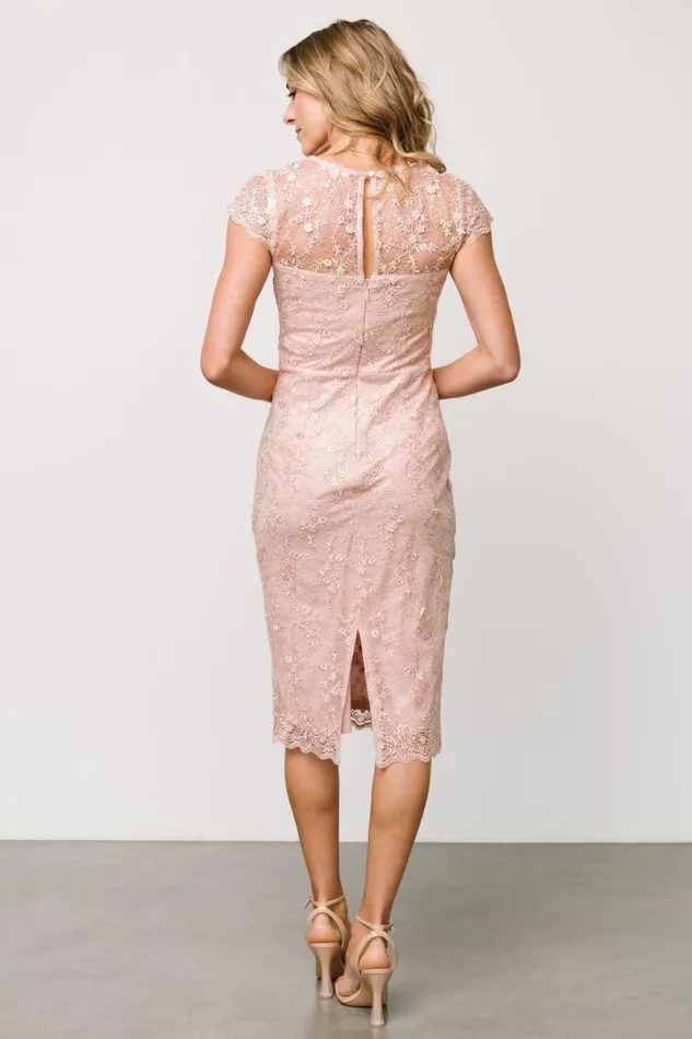 Women Embellished Sequin Baltic Born Oriana Embossed Shimmer Midi Dress Nude Blush Women Embellished Sequin Baltic Born Oriana Embossed Shimmer Midi Dress Nude Blush