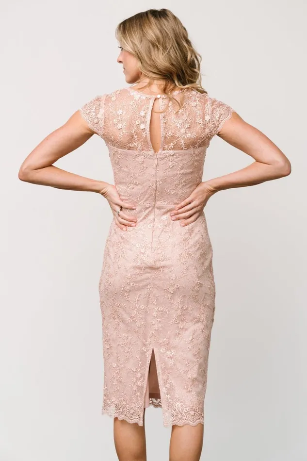 Women Embellished Sequin Baltic Born Oriana Embossed Shimmer Midi Dress Nude Blush Women Embellished Sequin Baltic Born Oriana Embossed Shimmer Midi Dress Nude Blush