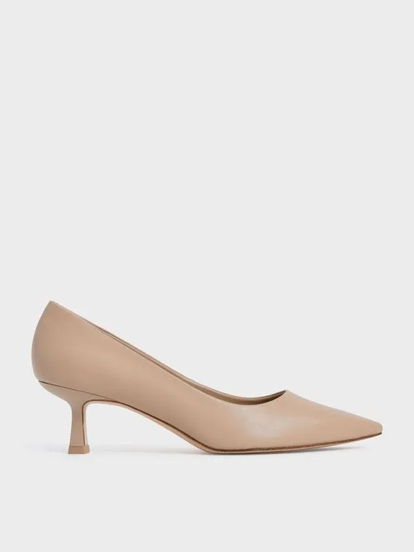 Women Emmy Pointed Kitten Heel Pumps 8211 Nude CHARLES and KEITH Heels