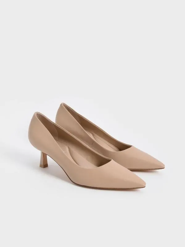 Women Emmy Pointed Kitten Heel Pumps 8211 Nude CHARLES and KEITH Heels Women Emmy Pointed Kitten Heel Pumps 8211 Nude CHARLES and KEITH Heels