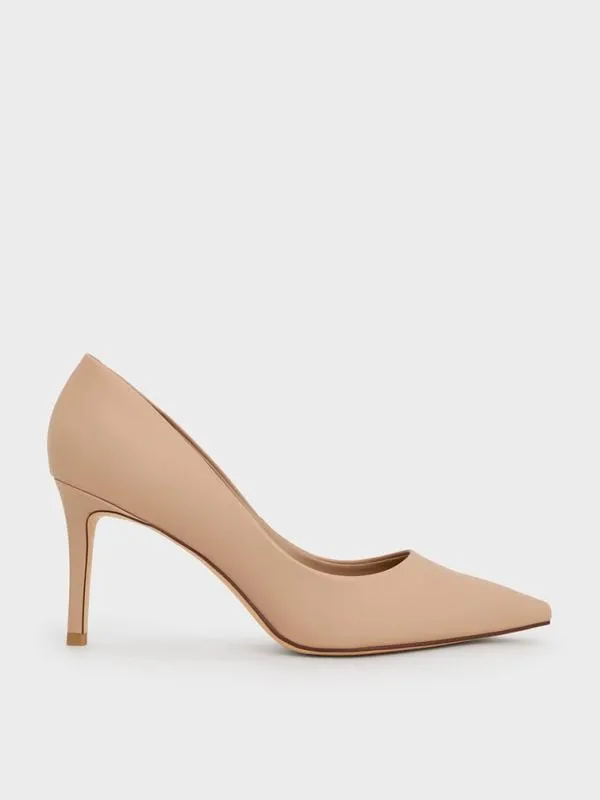 Women Emmy PointedToe Stiletto Pumps 8211 Nude CHARLES and KEITH Heels