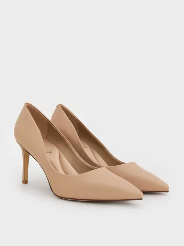 Women Emmy PointedToe Stiletto Pumps 8211 Nude CHARLES and KEITH Heels