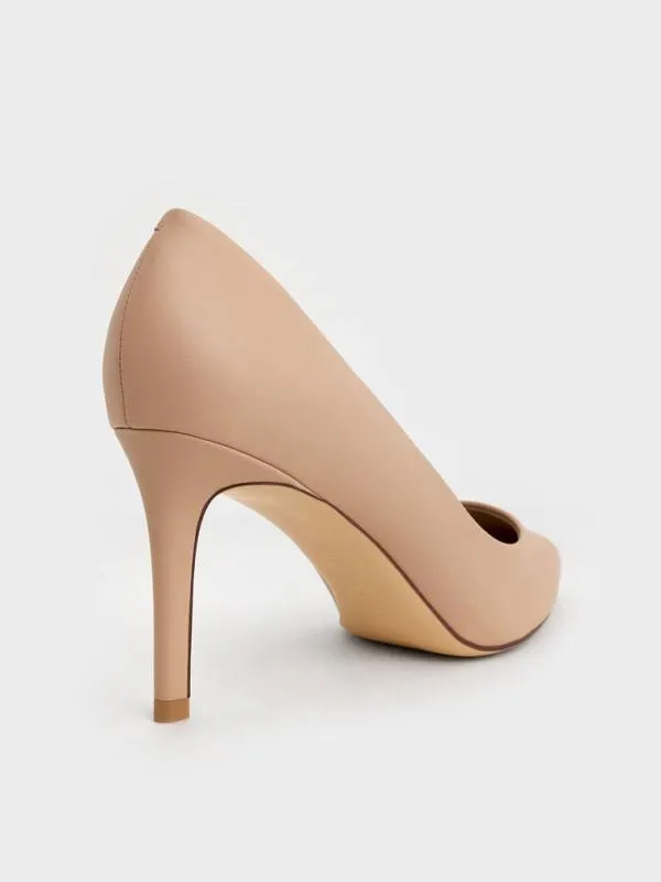 Women Emmy PointedToe Stiletto Pumps 8211 Nude CHARLES and KEITH Heels