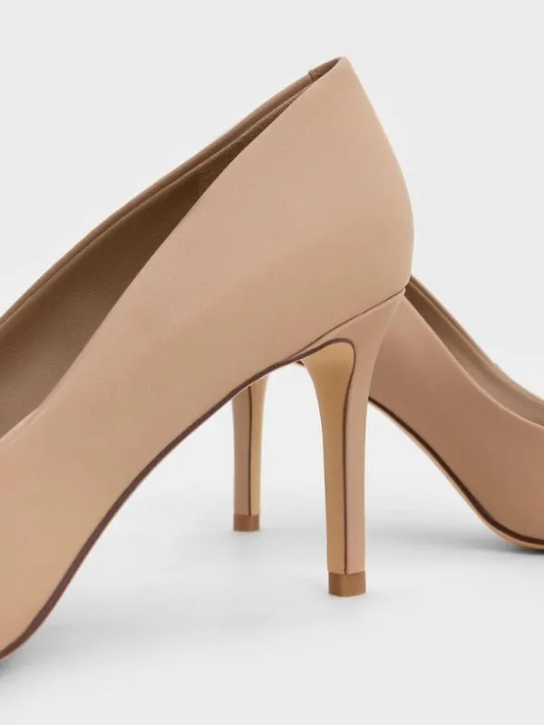 Women Emmy PointedToe Stiletto Pumps 8211 Nude CHARLES and KEITH Heels