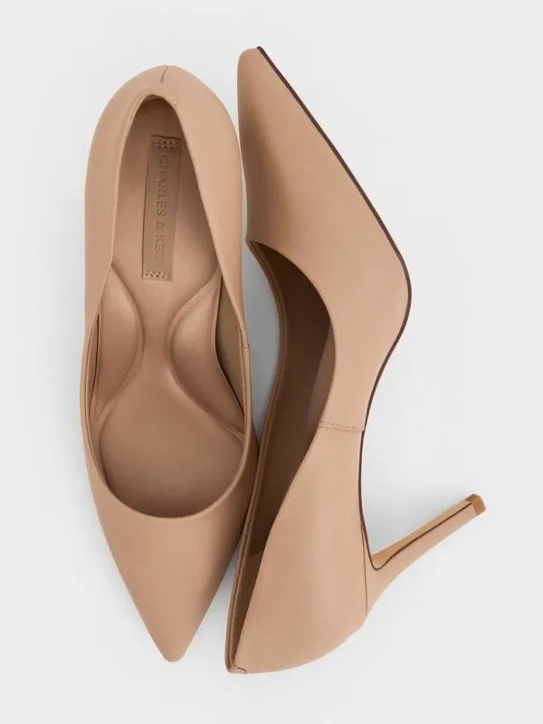 Women Emmy PointedToe Stiletto Pumps 8211 Nude CHARLES and KEITH Heels