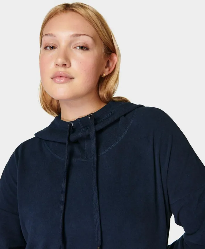 Women Escape Luxe Fleece Hoody Navy Blue Sweaty Betty Jumpers Hoodies