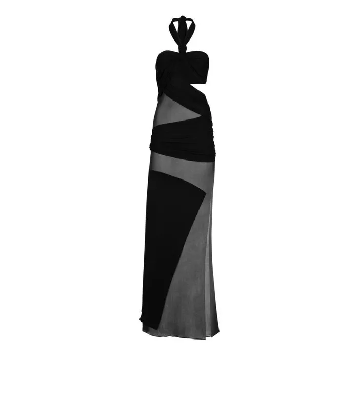 Women Evening Tom Ford Transparent CutOut Evening Dress Black