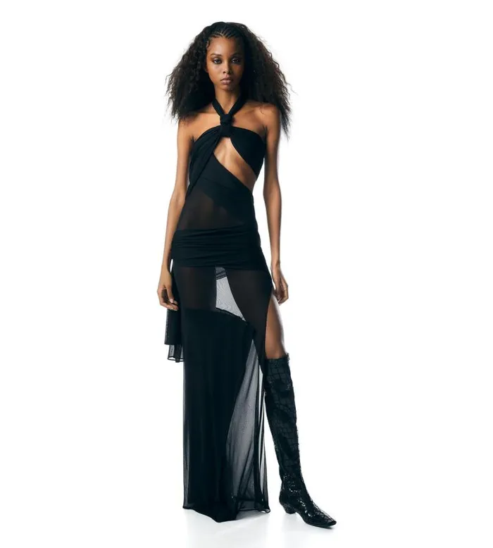 Women Evening Tom Ford Transparent CutOut Evening Dress Black Women Evening Tom Ford Transparent CutOut Evening Dress Black