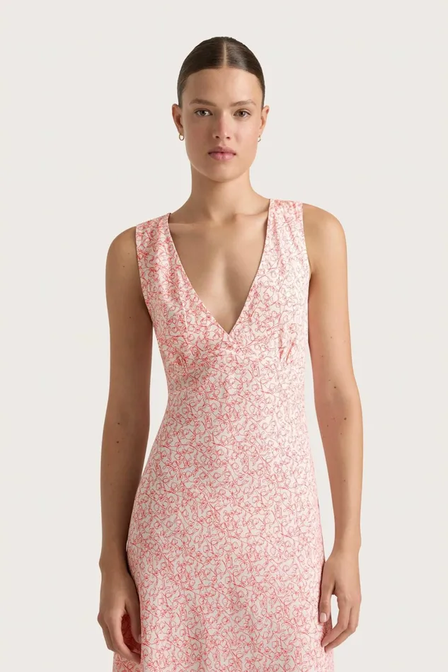Women Faithfull The Brand Dresses Jardin Midi Dress Calla Vermillion