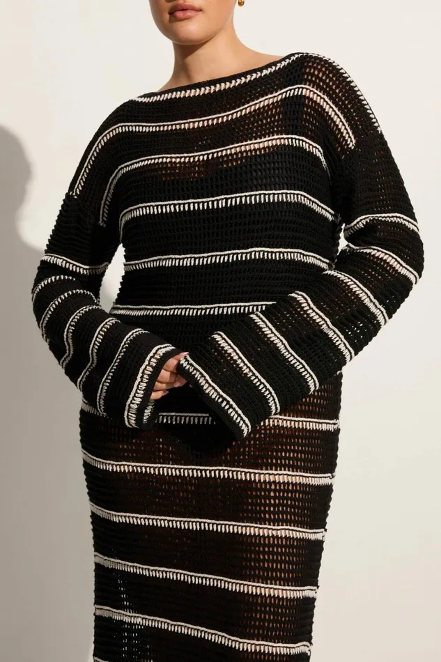 Women Faithfull The Brand Dresses Jesolo Crochet Dress BlackOff White 8211 Faithfull The Brand