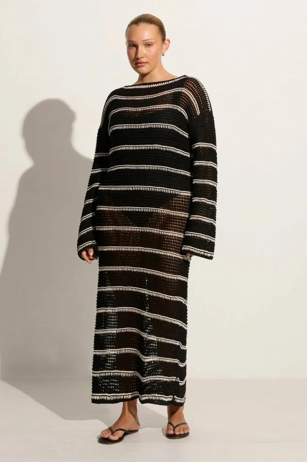Women Faithfull The Brand Dresses Jesolo Crochet Dress BlackOff White 8211 Faithfull The Brand