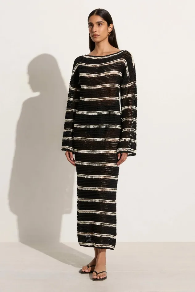 Women Faithfull The Brand Dresses Jesolo Crochet Dress BlackOff White 8211 Faithfull The Brand