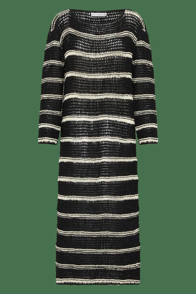 Women Faithfull The Brand Dresses Jesolo Crochet Dress BlackOff White 8211 Faithfull The Brand