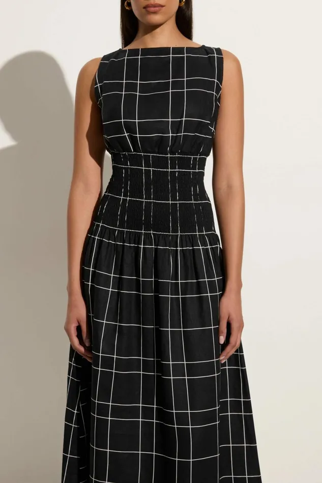 Women Faithfull The Brand Dresses La Canella Midi Dress Letizia Check Black 8211 Faithfull The Brand Women Faithfull The Brand Dresses La Canella Midi Dress Letizia Check Black 8211 Faithfull The Brand