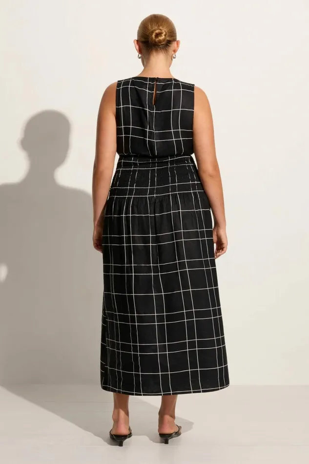 Women Faithfull The Brand Dresses La Canella Midi Dress Letizia Check Black 8211 Faithfull The Brand