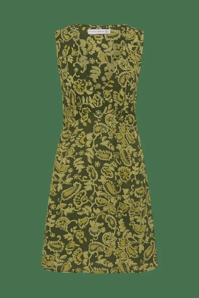Women Faithfull The Brand Dresses Nadja Mini Dress Selcetta Paisley Green 8211 Faithfull The Brand