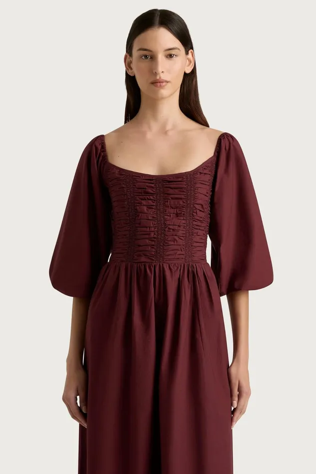 Women Faithfull The Brand Midi Dresses Alma Midi Dress Bordeaux