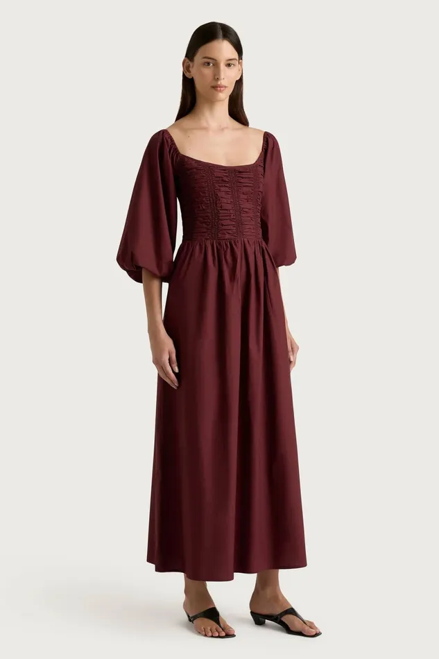 Women Faithfull The Brand Midi Dresses Alma Midi Dress Bordeaux
