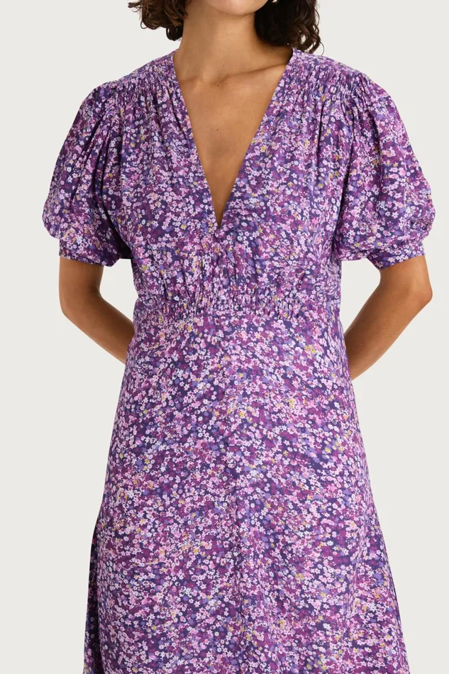 Women Faithfull The Brand Midi Dresses Bellavista Midi Dress Meander Micro Purple