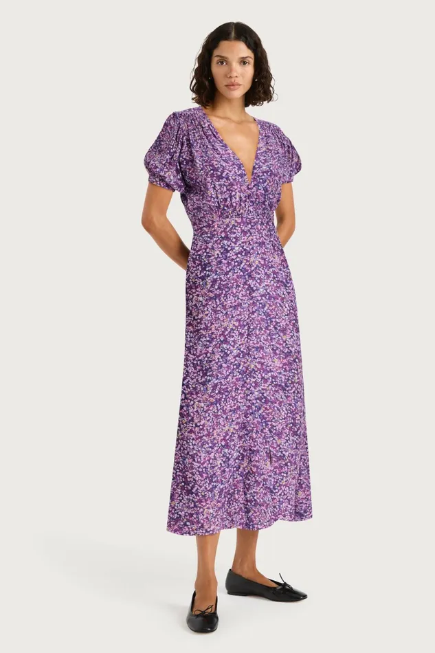 Women Faithfull The Brand Midi Dresses Bellavista Midi Dress Meander Micro Purple