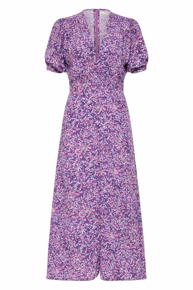 Women Faithfull The Brand Midi Dresses Bellavista Midi Dress Meander Micro Purple