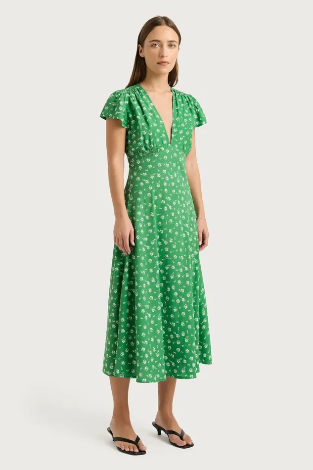 Women Faithfull The Brand Midi Dresses Doiret Midi Dress Green