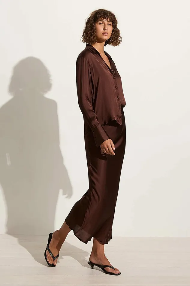 Women Faithfull The Brand Skirts and Shorts Ancora Skirt Dark Truffle 8211 Faithfull The Brand