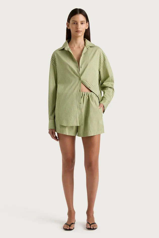 Women Faithfull The Brand Skirts and Shorts Freja Shorts Green Stripe