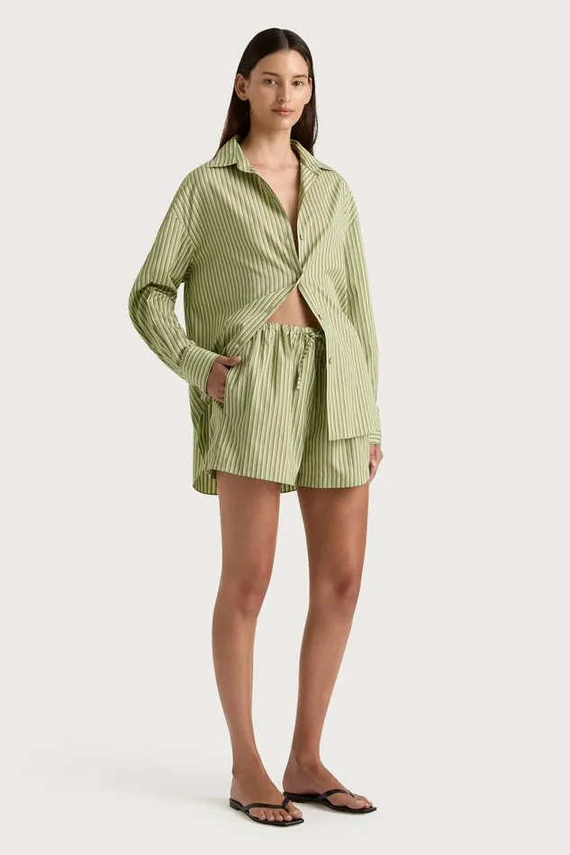 Women Faithfull The Brand Skirts and Shorts Freja Shorts Green Stripe