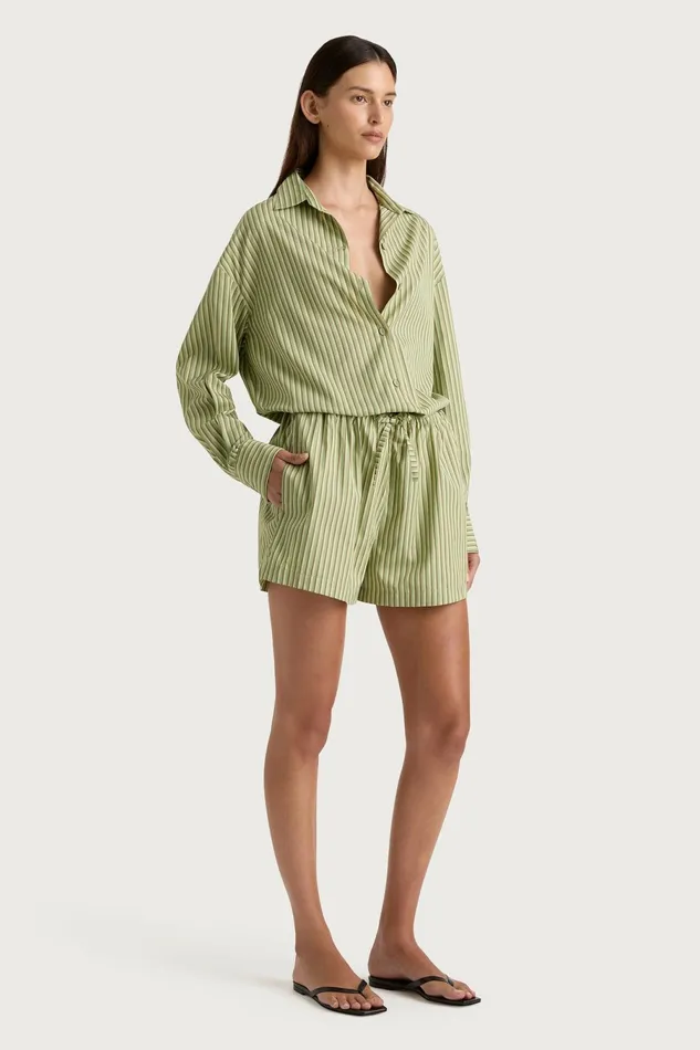 Women Faithfull The Brand Skirts and Shorts Freja Shorts Green Stripe