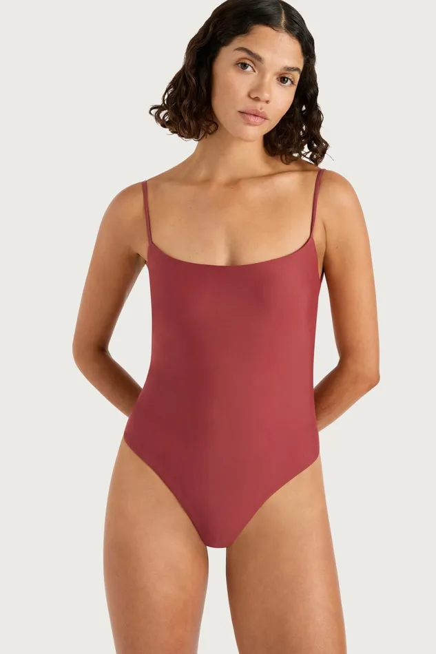 Women Faithfull The Brand Swim Cabo String One Piece Wine