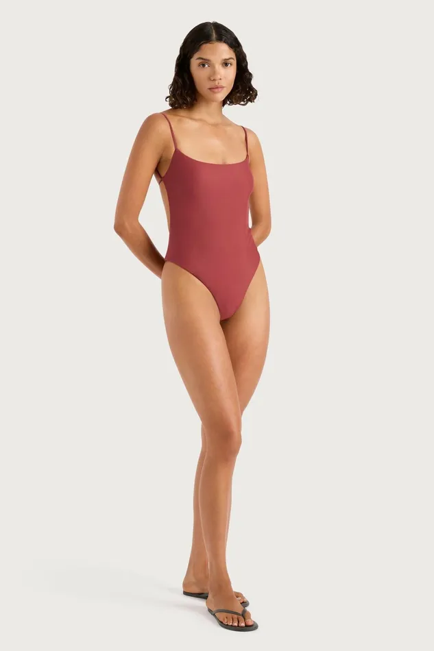 Women Faithfull The Brand Swim Cabo String One Piece Wine
