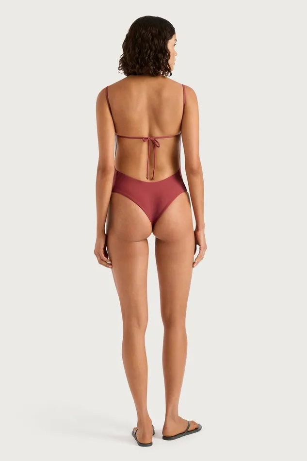 Women Faithfull The Brand Swim Cabo String One Piece Wine