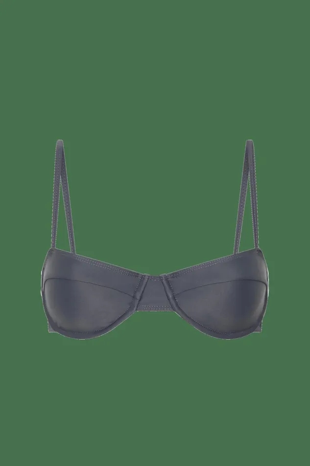 Women Faithfull The Brand Swim Farrah Bikini Top Charred Navy