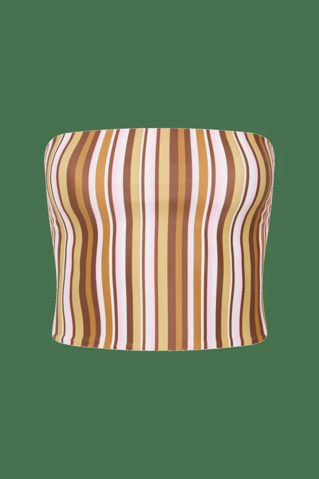 Women Faithfull The Brand Swim Jean Swim Top Terracotta Stripe