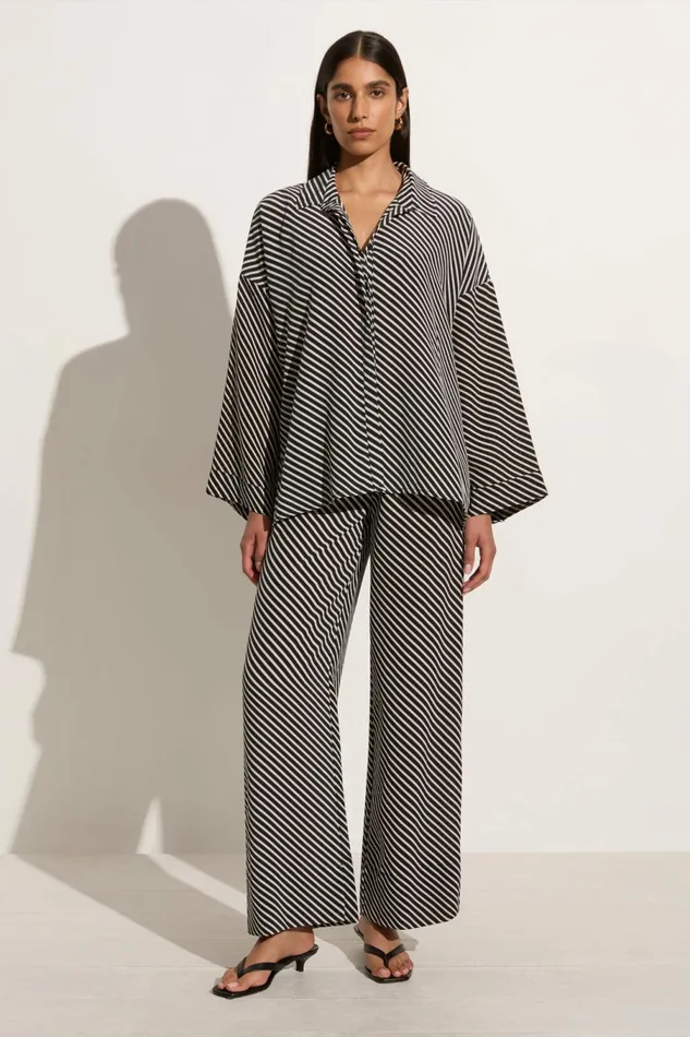 Women Faithfull The Brand Tops Amici Shirt Toscano Stripe Black 8211 Faithfull The Brand