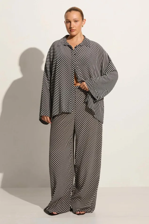 Women Faithfull The Brand Tops Amici Shirt Toscano Stripe Black 8211 Faithfull The Brand