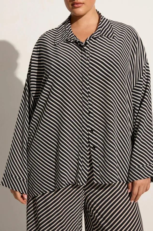 Women Faithfull The Brand Tops Amici Shirt Toscano Stripe Black 8211 Faithfull The Brand