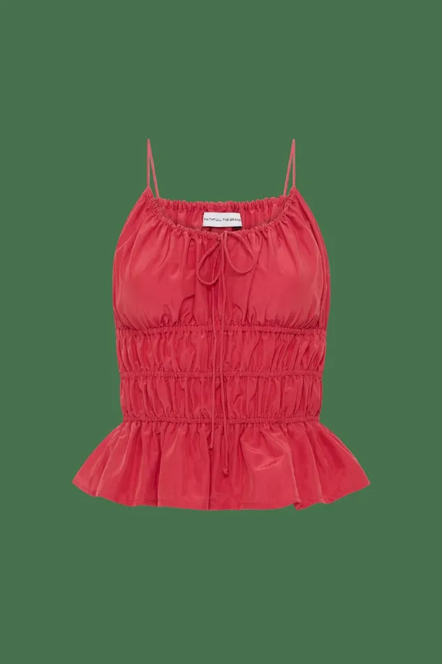 Women Faithfull The Brand Tops Casale Top Crimson 8211 Faithfull The Brand
