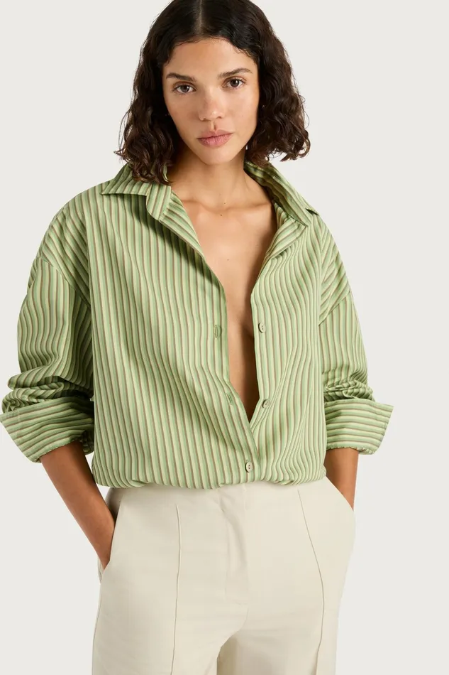 Women Faithfull The Brand Tops Freja Shirt Green Stripe