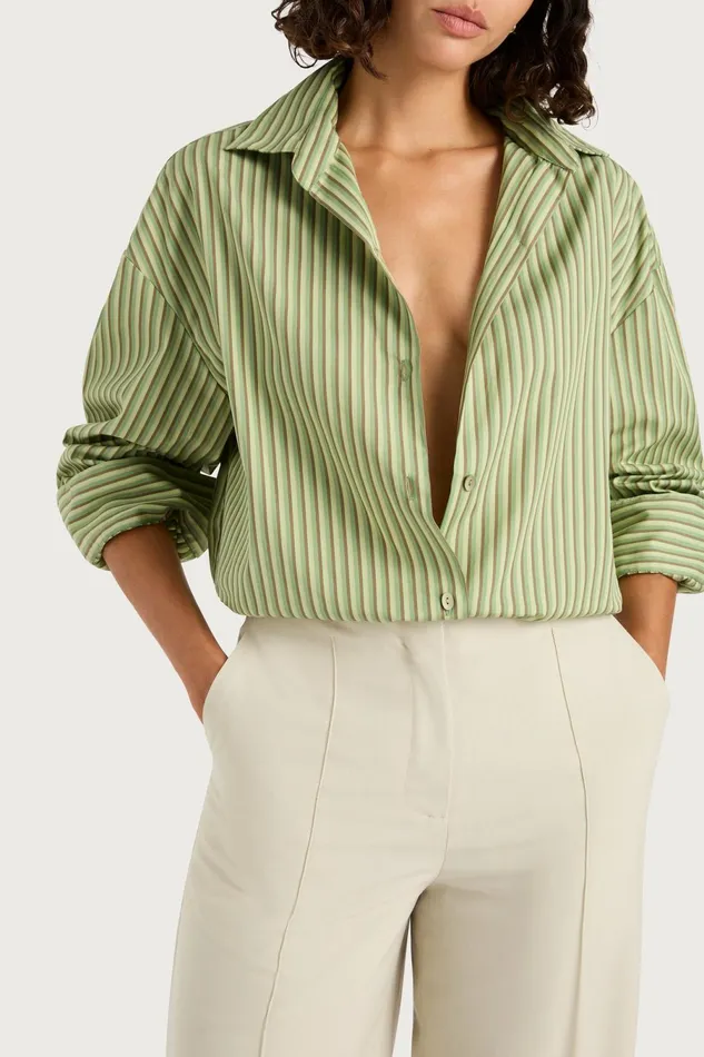 Women Faithfull The Brand Tops Freja Shirt Green Stripe