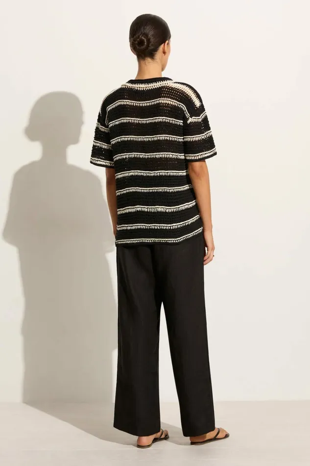 Women Faithfull The Brand Tops Gioia Handmade Crochet Shirt BlackOff White 8211 Faithfull The Brand