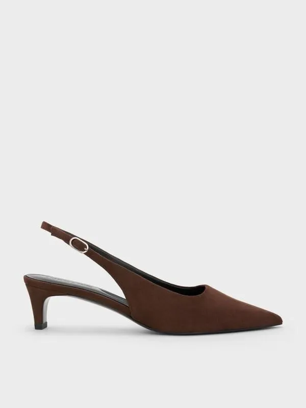 Women Faux Suede PointedToe KittenHeel Slingback Pumps 8211 Dark Brown CHARLES and KEITH Heels Women Faux Suede PointedToe KittenHeel Slingback Pumps 8211 Dark Brown CHARLES and KEITH Heels