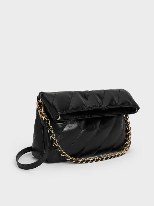 Women Fawn Panelled ChainHandle Shoulder Bag 8211 Black CHARLES and KEITH Slouchy Bags