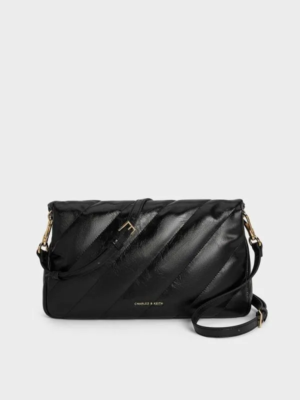 Women Fawn Panelled ChainHandle Shoulder Bag 8211 Black CHARLES and KEITH Slouchy Bags