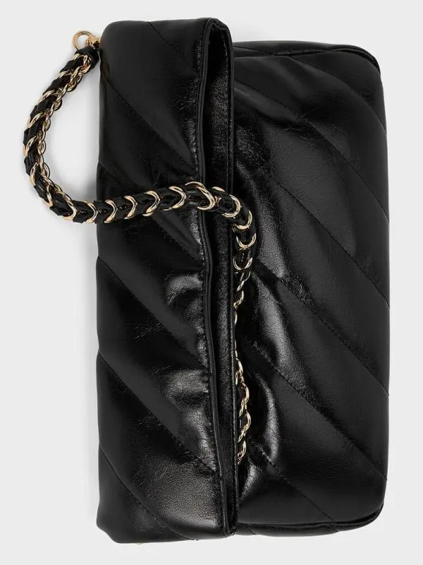 Women Fawn Panelled ChainHandle Shoulder Bag 8211 Black CHARLES and KEITH Slouchy Bags